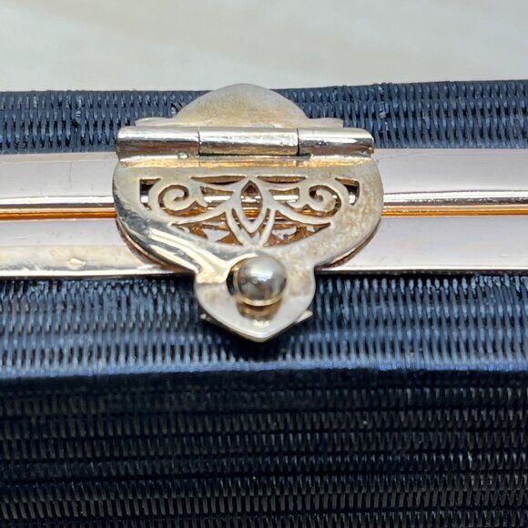 Handcrafted Women’s Black & Brown Chain Strap Woven Pattern Hardcase Clutch Bag - Picture 6 of 10